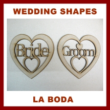 Formas de madera para decorar la boda
